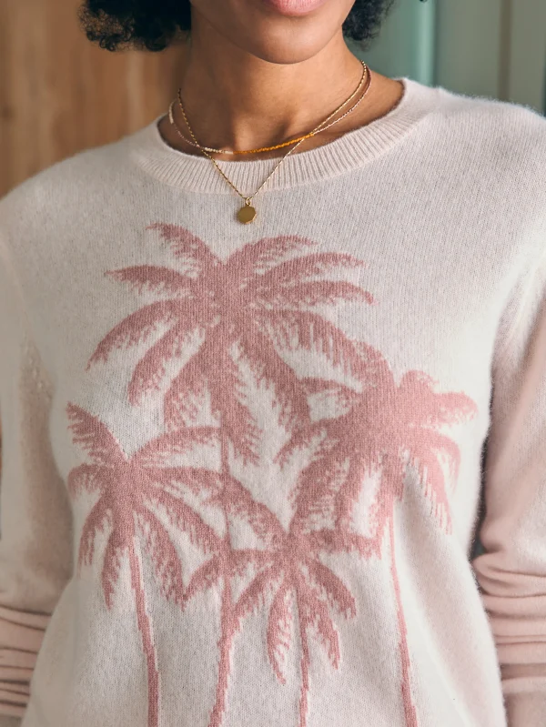 Palm Coast Cashmere Crew - Clay Palm Horizon