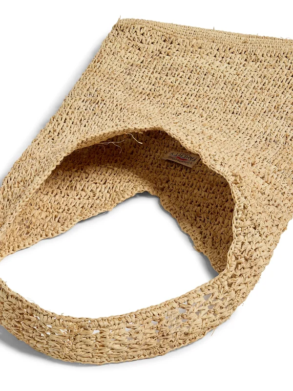 Raffia Crochet Hobo Tote - Natural