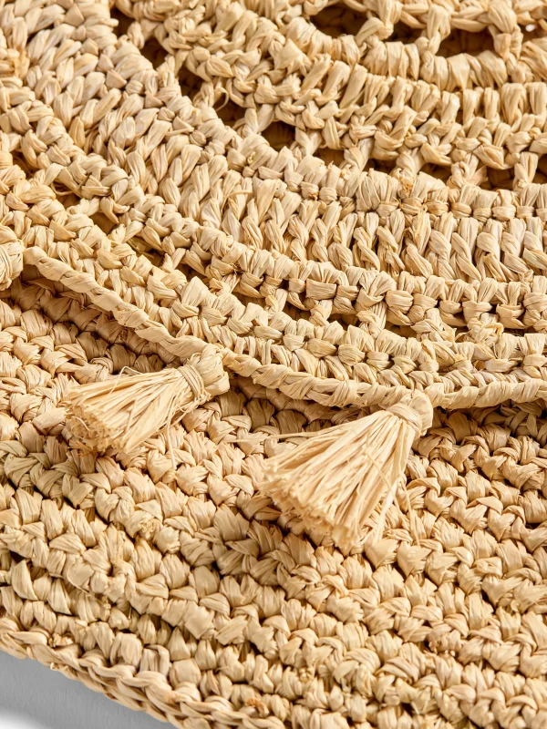 Raffia Tassel Clutch - Natural