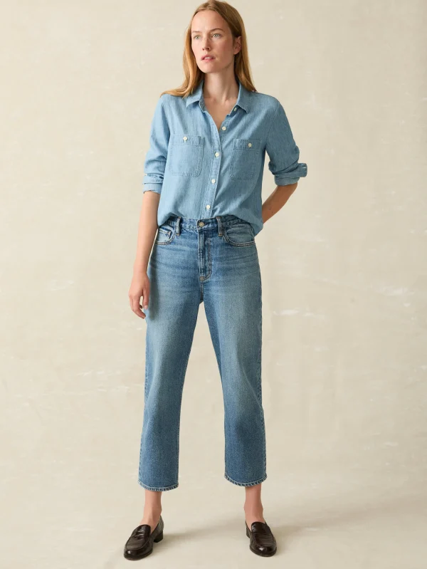 90S Crop Jean - Bluestone Wash