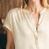 Sandwashed Silk Desmond Top - Pearled Ivory