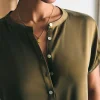 Sandwashed Silk Desmond Top - Military Olive