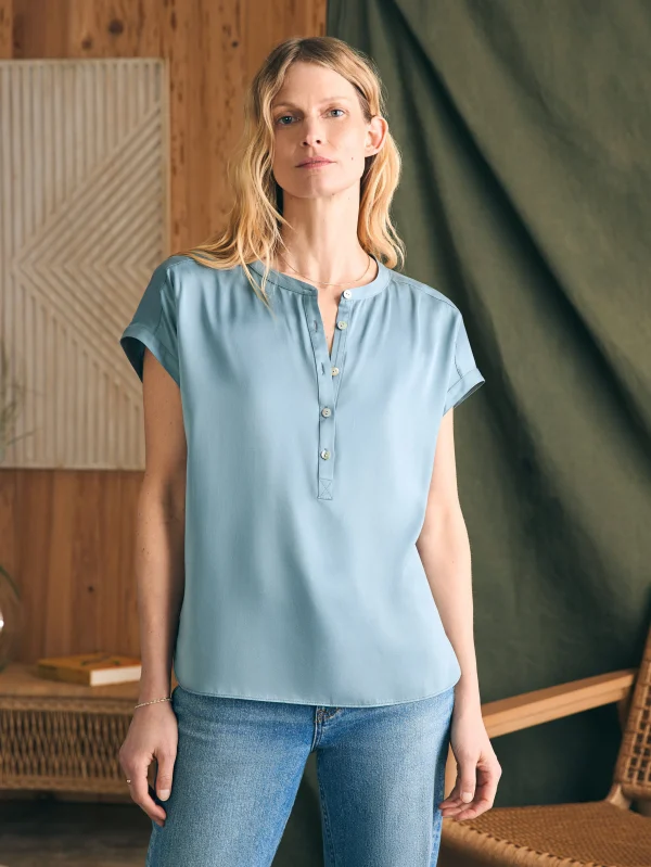 Sandwashed Silk Desmond Top - Lead