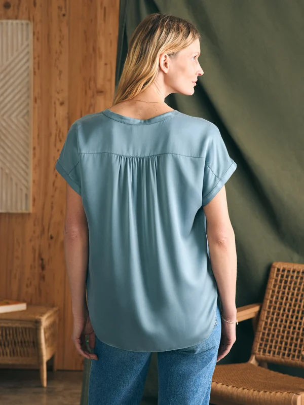 Sandwashed Silk Desmond Top - Lead