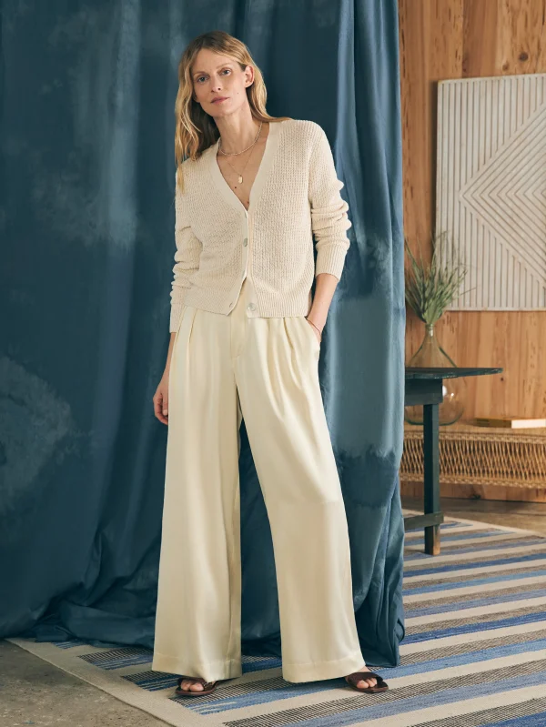 Sandwashed Silk Gemma Pant - Pearled Ivory