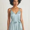 Sandwashed Silk Jumpsuit - Silver Blue