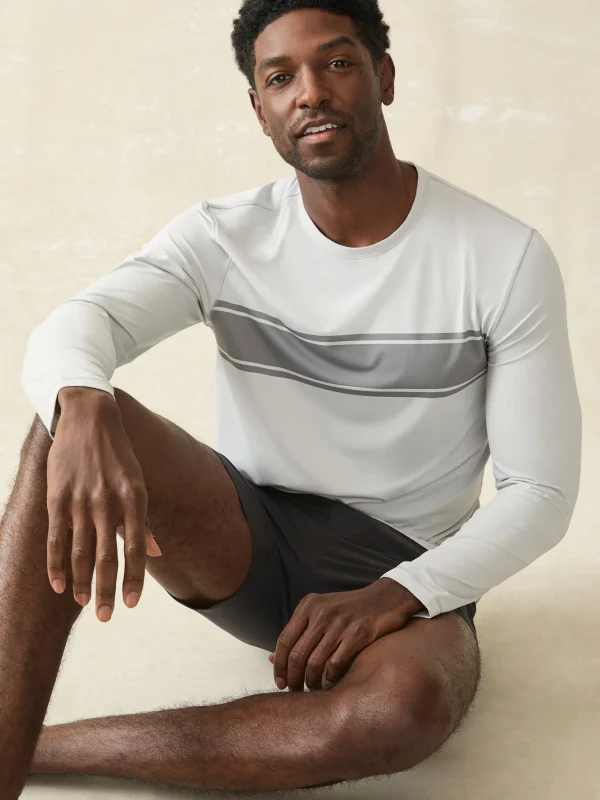 Shorelite Long-Sleeve Tech Tee - Grey Steel Surf Stripe