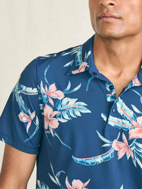 Shorelite Short-Sleeve Tech Polo - Navy Island Orchid