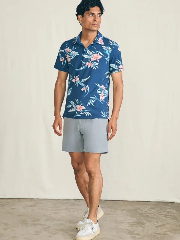 Shorelite Short-Sleeve Tech Polo - Navy Island Orchid