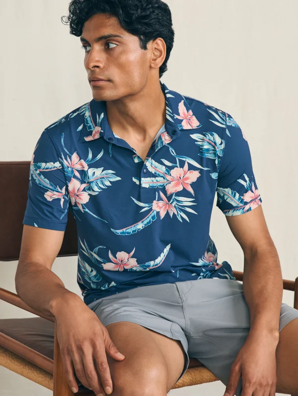 Shorelite Short-Sleeve Tech Polo - Navy Island Orchid