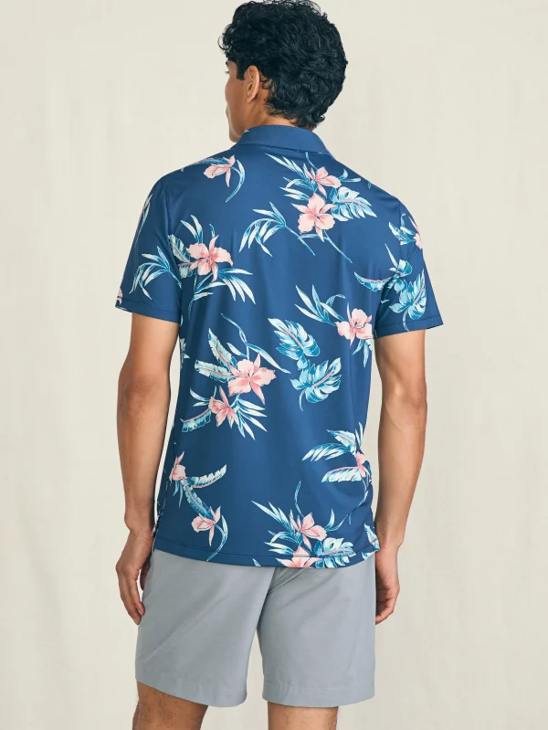 Shorelite Short-Sleeve Tech Polo - Navy Island Orchid