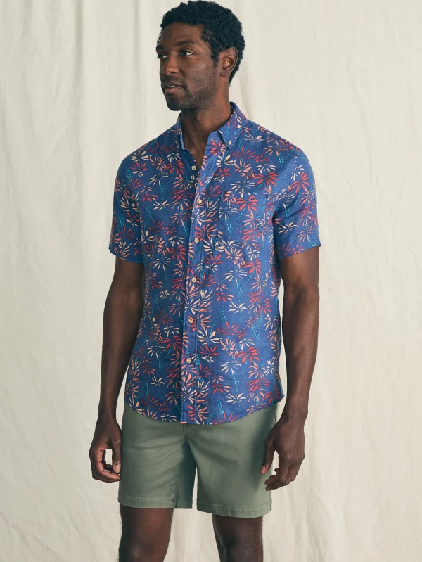 Short-Sleeve Breeze Shirt - Navy Tide Bamboo