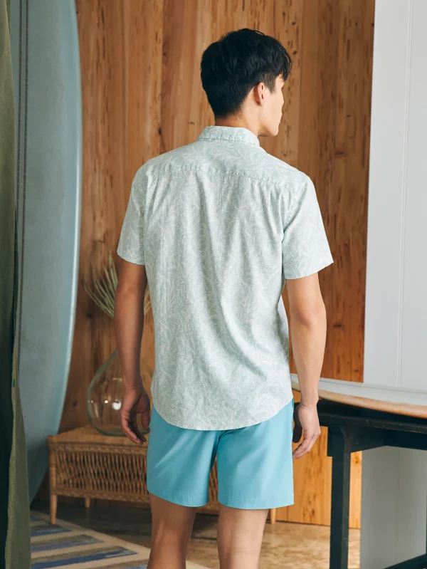 Short-Sleeve Breeze Shirt - Teal Jungle Leaf Print