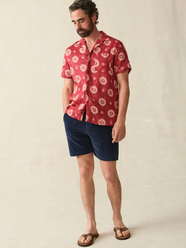 Short-Sleeve Hemp Blend Camp Shirt - Sun Blossom