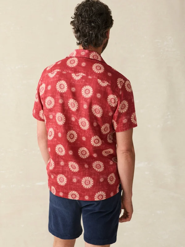 Short-Sleeve Hemp Blend Camp Shirt - Sun Blossom