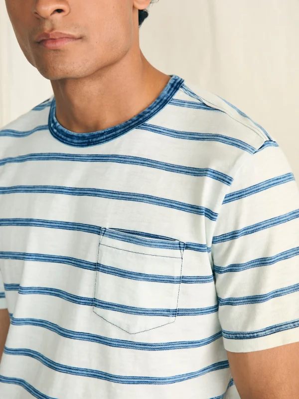 Short-Sleeve Indigo Pocket Tee - Indigo Tide Stripe