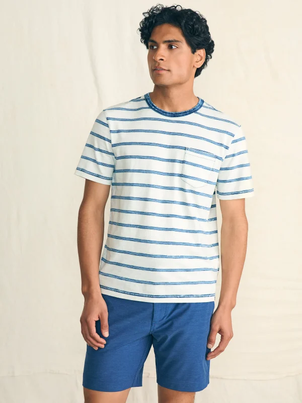 Short-Sleeve Indigo Pocket Tee - Indigo Tide Stripe