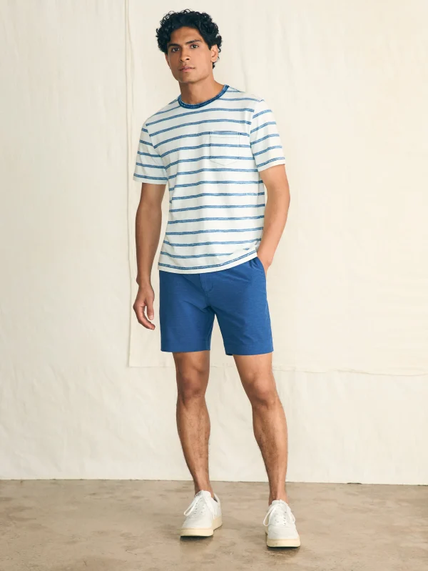 Short-Sleeve Indigo Pocket Tee - Indigo Tide Stripe