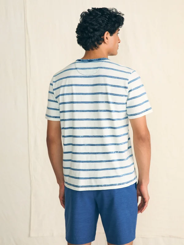 Short-Sleeve Indigo Pocket Tee - Indigo Tide Stripe