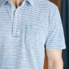 Short-Sleeve Indigo Polo Shirt - Azure Stream Stripe