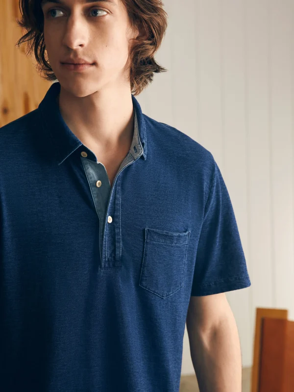 Short-Sleeve Indigo Polo Shirt - Midnight Wash