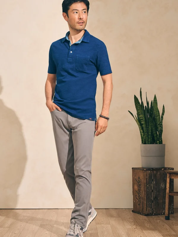 Short-Sleeve Indigo Polo Shirt - Dark Indigo Wash