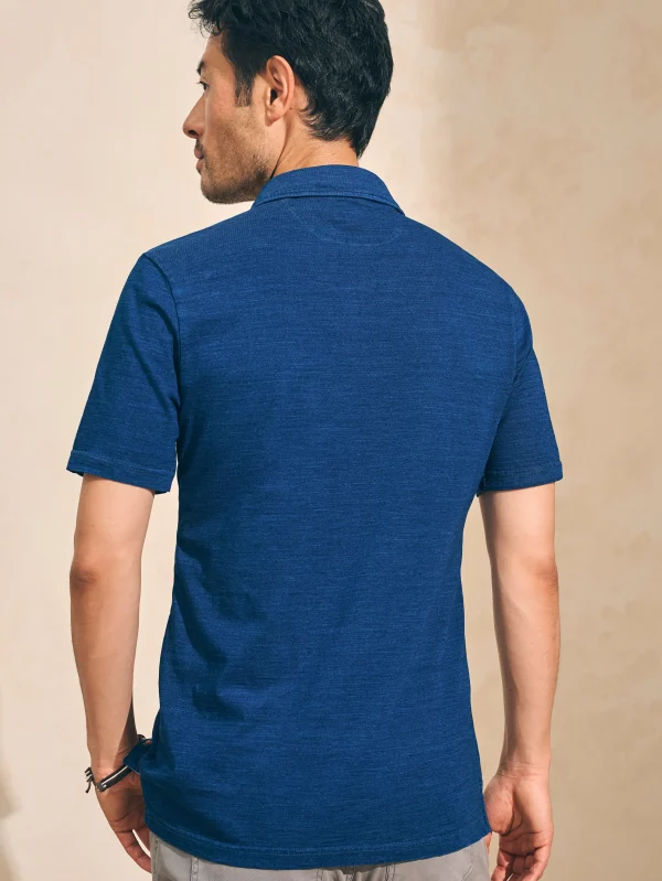 Short-Sleeve Indigo Polo Shirt - Dark Indigo Wash