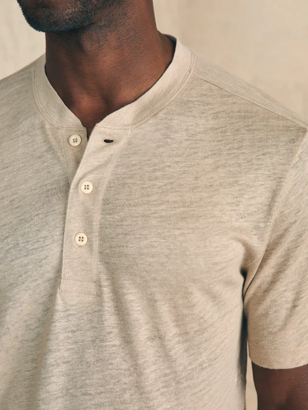 Short-Sleeve Linen Henley - Natural