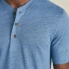 Short-Sleeve Linen Henley - Breaker Blue