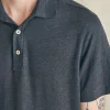 Short-Sleeve Linen Polo - Black Iron