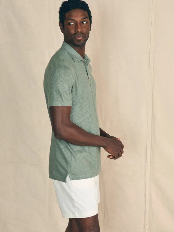 Short-Sleeve Linen Polo - Desert Olive