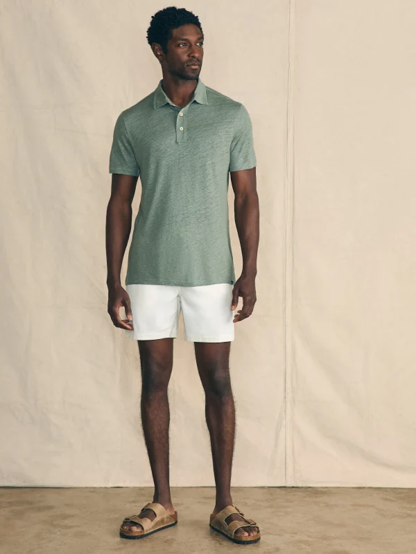 Short-Sleeve Linen Polo - Desert Olive