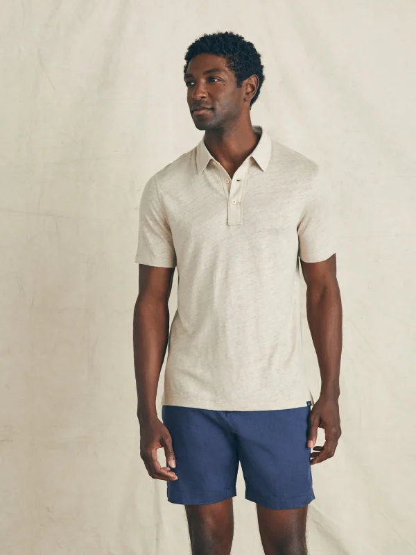 Short-Sleeve Linen Polo - Natural