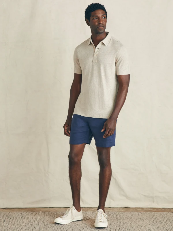 Short-Sleeve Linen Polo - Natural