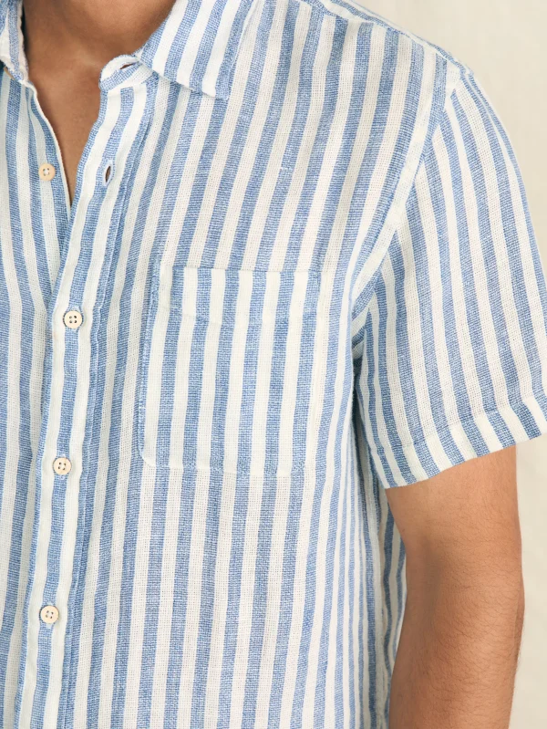 Short-Sleeve Palma Linen Shirt - Horizon Ivory Stripe