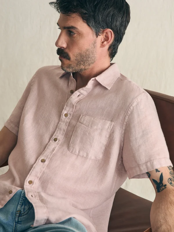 Short-Sleeve Palma Linen Shirt - Coastal Mauve