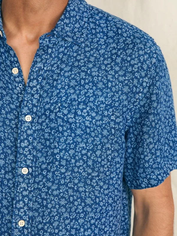 Short-Sleeve Palma Linen Shirt - Oceana Ditsy