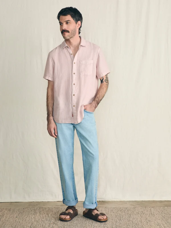 Short-Sleeve Palma Linen Shirt - Coastal Mauve