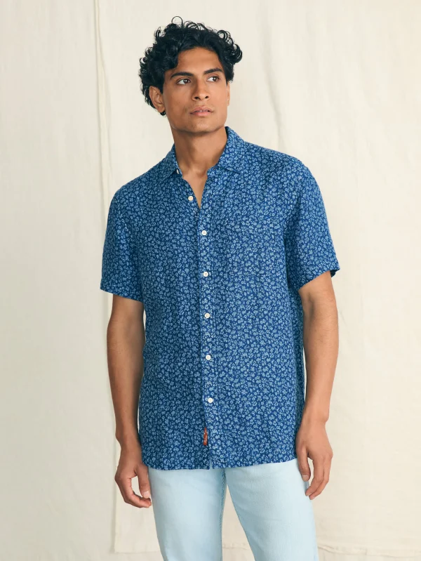 Short-Sleeve Palma Linen Shirt - Oceana Ditsy