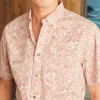 Short-Sleeve Stretch Playa Shirt - Coral Tile Print