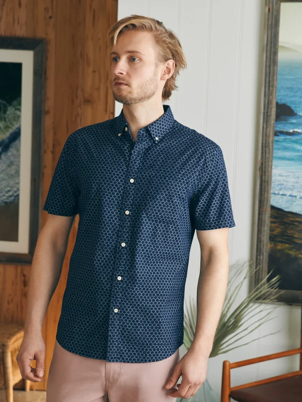 Short-Sleeve Stretch Playa Shirt - Midnight Fishscale