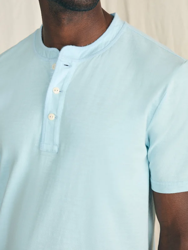 Short-Sleeve Sunwashed Henley - Blue Oasis