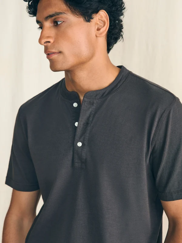 Short-Sleeve Sunwashed Henley - Washed Black