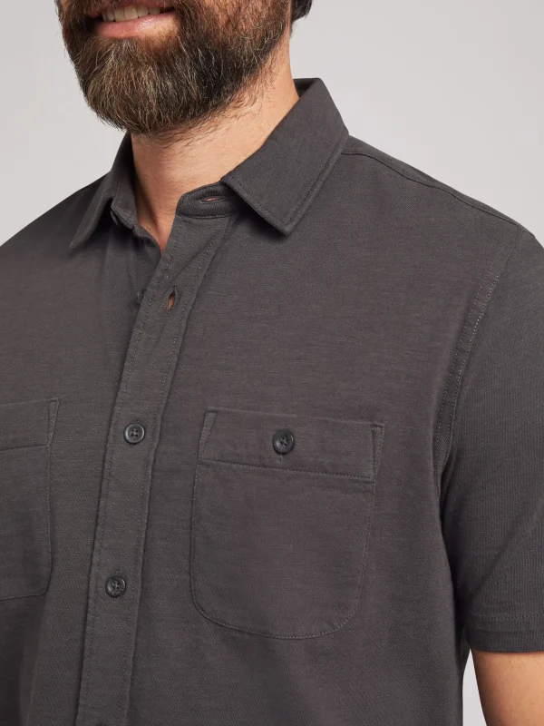 Short-Sleeve Sunwashed Knit Shirt (Tall) - Washed Black