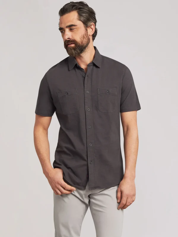 Short-Sleeve Sunwashed Knit Shirt - Washed Black