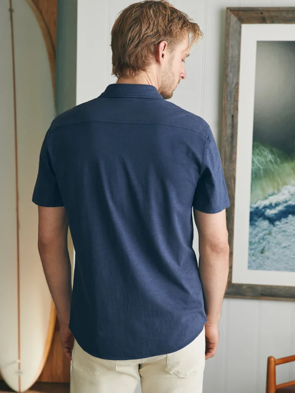 Short-Sleeve Sunwashed Knit Shirt (Single Pocket) - Dune Navy