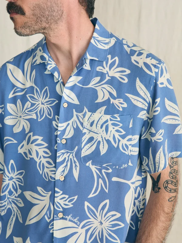 Short-Sleeve Surfrider Rayon Camp Shirt - Sky Floral