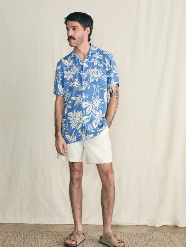 Short-Sleeve Surfrider Rayon Camp Shirt - Sky Floral