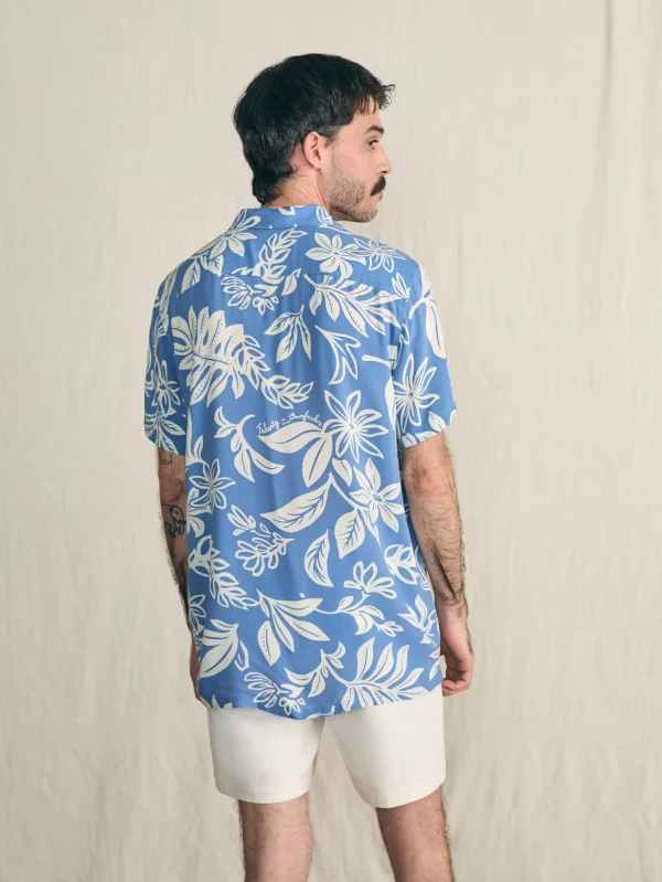 Short-Sleeve Surfrider Rayon Camp Shirt - Sky Floral