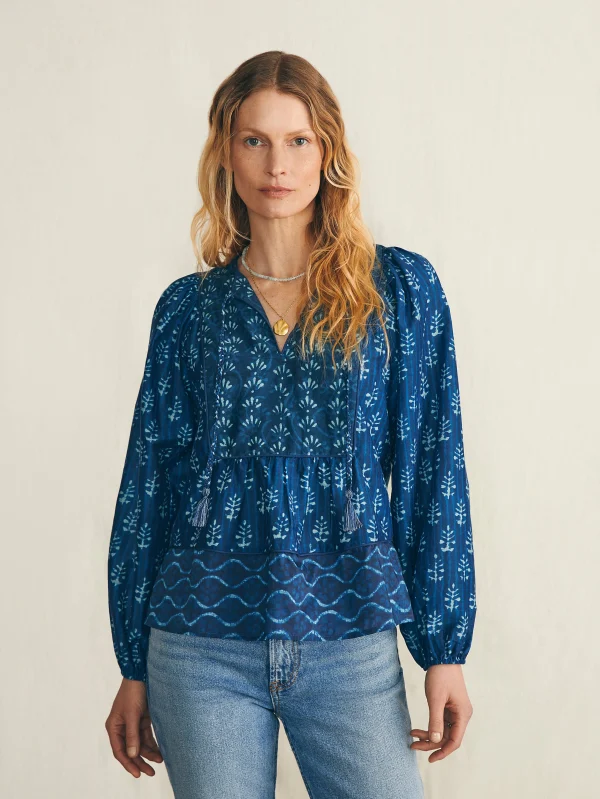 Silk Blend Solstice Top - Sunburst Mix Print